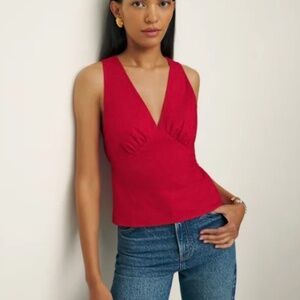 Reformation Meg Top Red Size 6 Fitted Feminine Chic Blouse